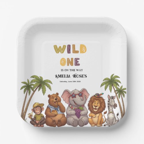 Safari Elegenat Modern Minimal Baby Shower welcome Paper Plates