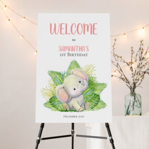 Safari Elephant Baby birthday party Foam Board