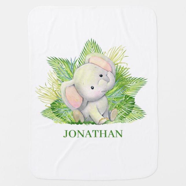 Safari Elephant  Baby Blanket (Front)