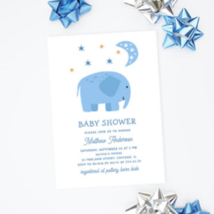 Safari Elephant Baby Boy Shower Blue Cute Animal Invitation