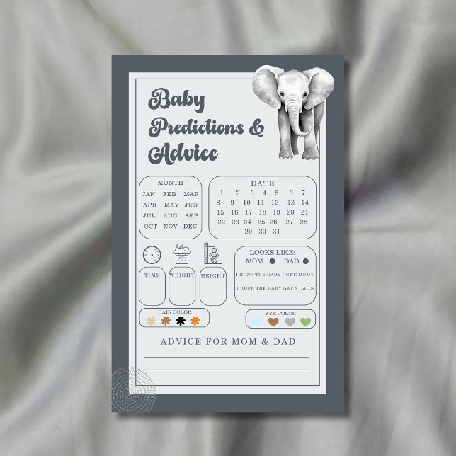 Safari Elephant Baby Predictions and Advice Card (Creator Uploaded)