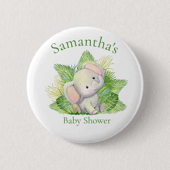 Safari Elephant  Baby Shower  Button (Front)