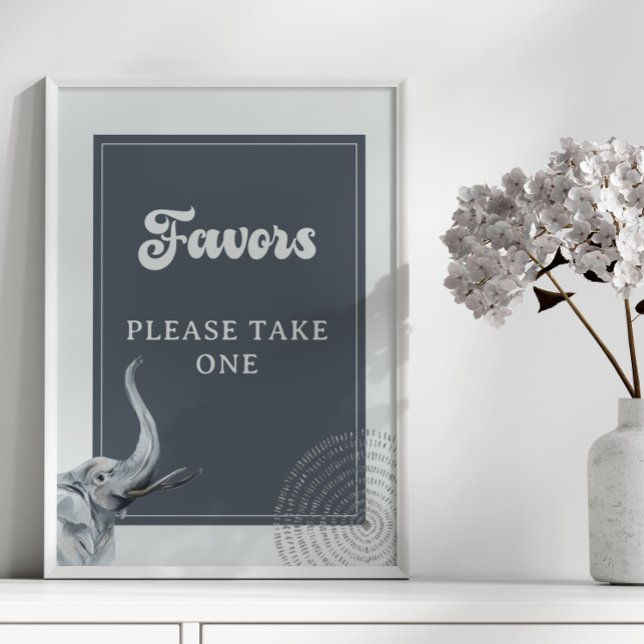 Safari Elephant Baby Shower Favors Sign (Creator Uploaded)