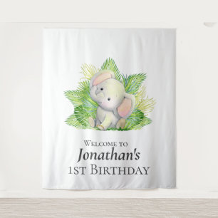 Safari Elephant Birthday Theme Backdrop