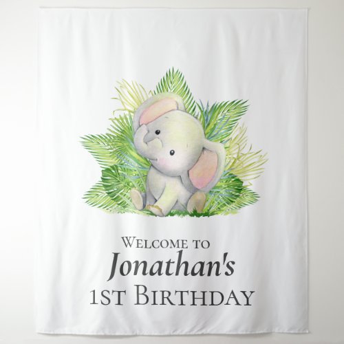 Safari  Elephant Birthday Theme Backdrop