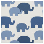 Safari Elephant Blue Silhouette Fabric