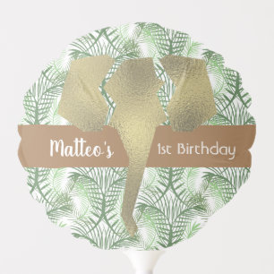 Safari Elephant Faux Gold Greenery Balloon