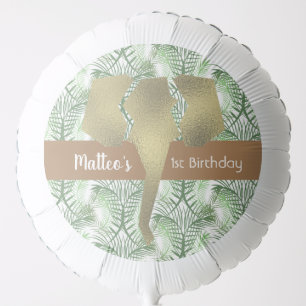 Safari Elephant Faux Gold Greenery Balloon