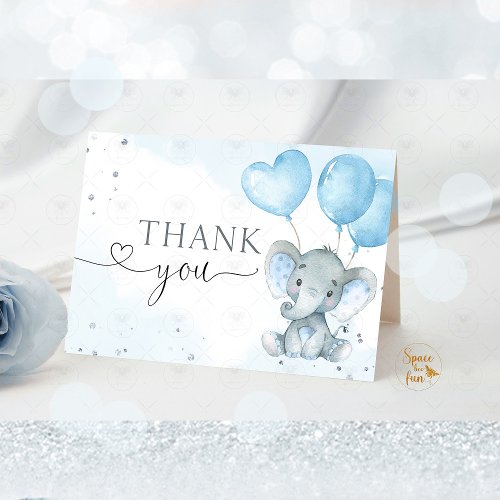 Safari Elephant Folded Thank You Card Baby shower 