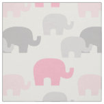 Safari Elephant Pink Silhouette Baby Girl Fabric