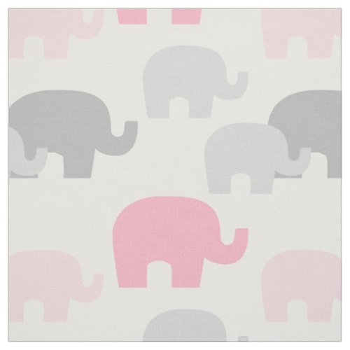 Safari Elephant Pink Silhouette Baby Girl Fabric