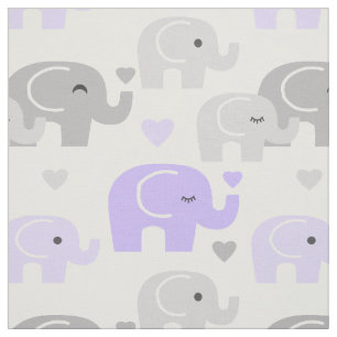 Safari Elephant Purple Gray Fabric
