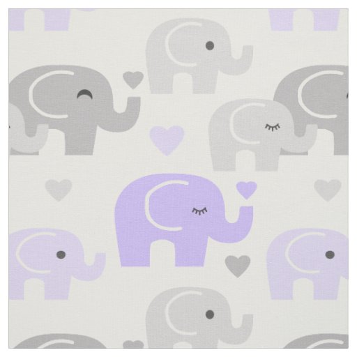 Safari Elephant Purple Gray Fabric