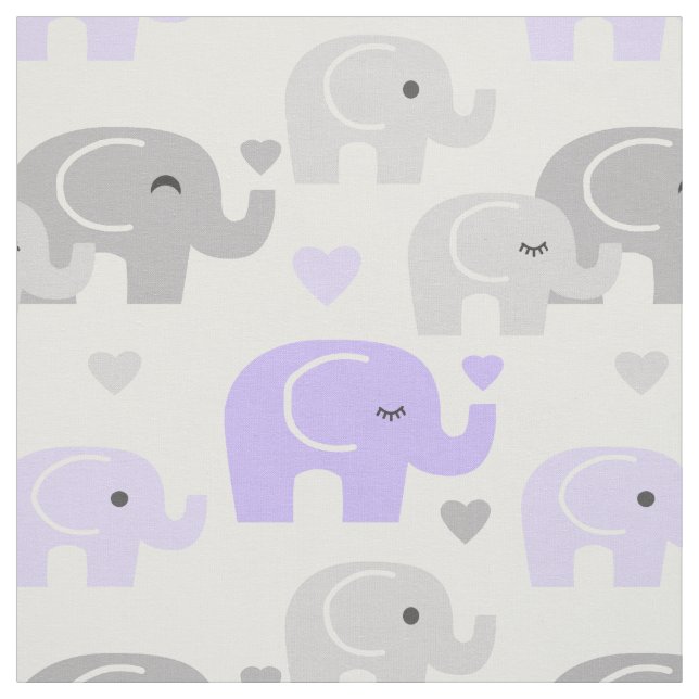 Safari Elephant Purple Gray Fabric (Swatch)