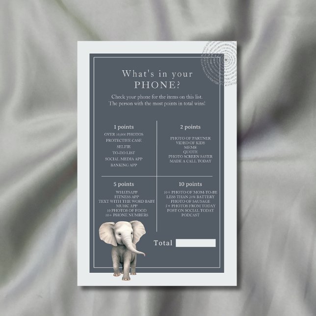 Safari Elephant What’s in Your Phone Baby Shower (Creator Uploaded)