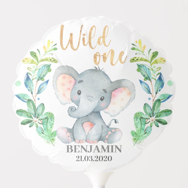 Safari Elephant  Wild One Birthday Party Balloon (Front)
