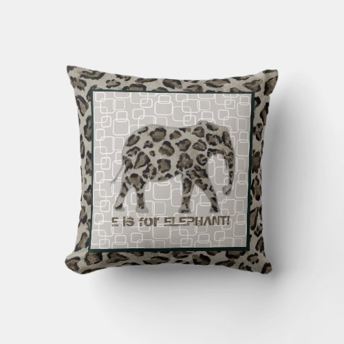 Safari Elephants Baby Boy Leopard Print Modern Throw Pillow