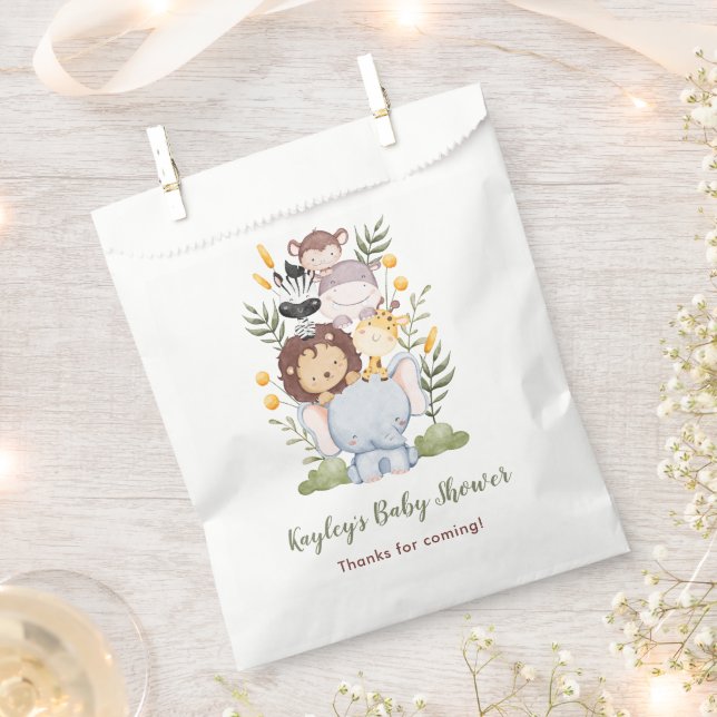 Safari Favor Bags - Jungle Animals Boy Baby Shower (Clipped)