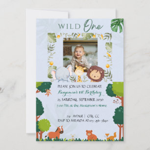 Safari First Birthday Invitations Wild One Party