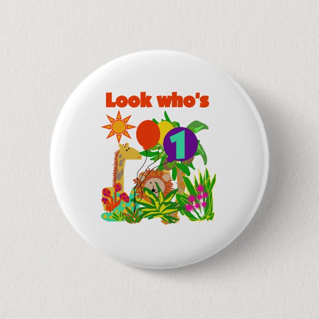Safari First Birthday Pinback Button (Front)