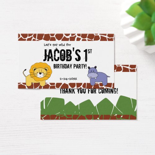 Safari first birthday tags