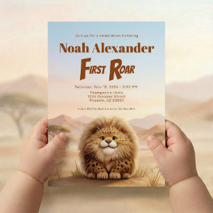 Safari First Roar Fluffy Leopard Birthday Party Invitation