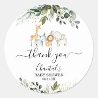 Safari Foliage Baby Shower Favor Sticker