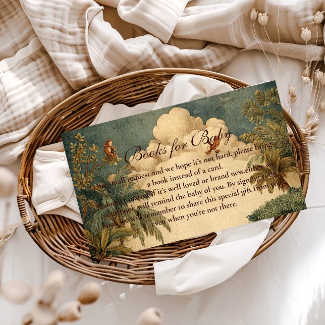 Safari Foliage & Friends Baby Showe Books For Baby Enclosure Card (Creator Uploaded)