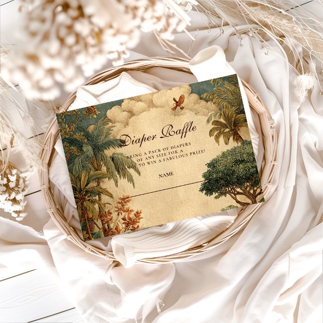 Safari Foliage & Friends Baby Showe Diapper Raffle Enclosure Card (Creator Uploaded)