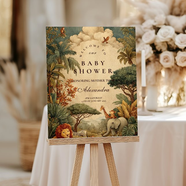 Safari Foliage & Friends Baby Shower Foam Board (Creator Uploaded)