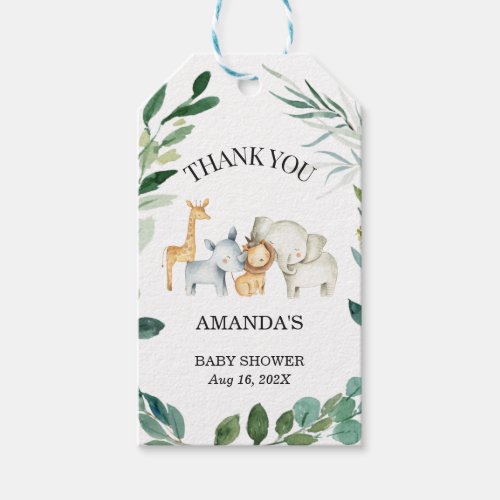Safari  Foliage Gender Neutral Baby Shower Gift  Gift Tags