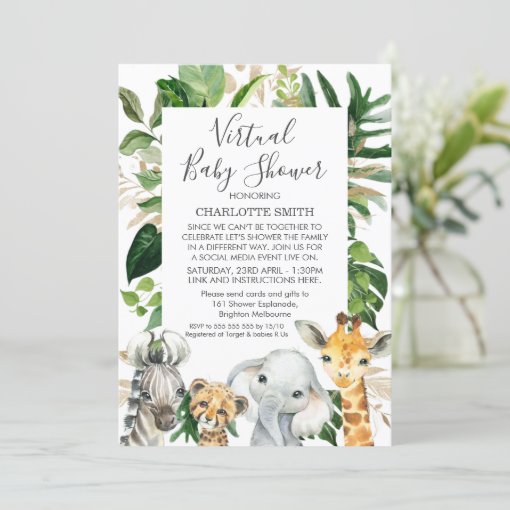 Safari Foliage Virtual Baby Shower Invitation | Zazzle