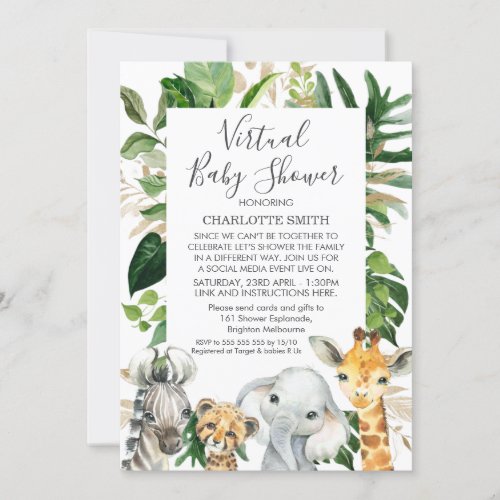 Safari Foliage Virtual Baby Shower Invitation