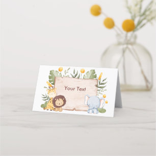 Safari Food Tent Label Cute Animals Place Card