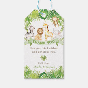 Safari Forest Jungle Animals Baby Shower Birthday Gift Tags