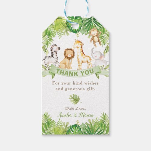 Safari Forest Jungle Animals Baby Shower Birthday  Gift Tags
