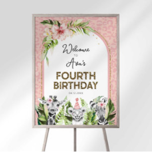 Safari Fourth Birthday Welcome Sign