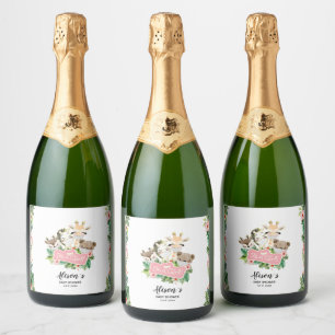 Safari Friends   Baby Shower Gold Sparkling Wine L Label