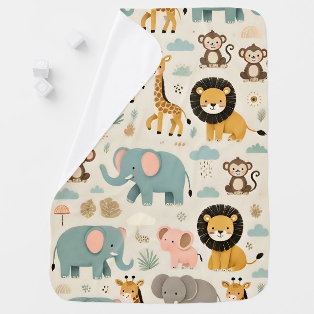 Safari Friends Baby Towel Baby Blanket (In Situ)