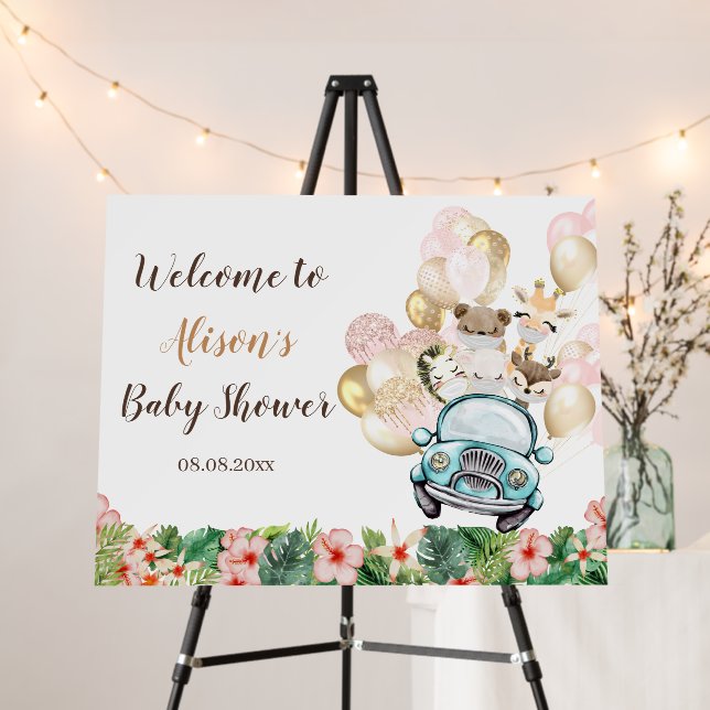 Safari Friends Balloon Baby Shower Party Welcome Foam Board (In Situ (Stand))