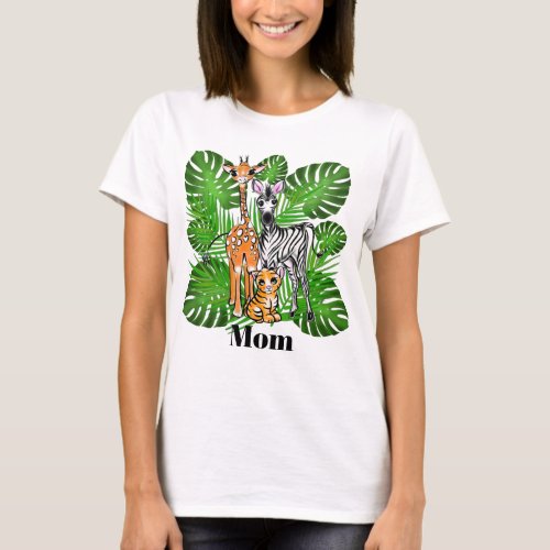 Safari friends_ Giraffe Zebra Tiger jungle    T_Shirt