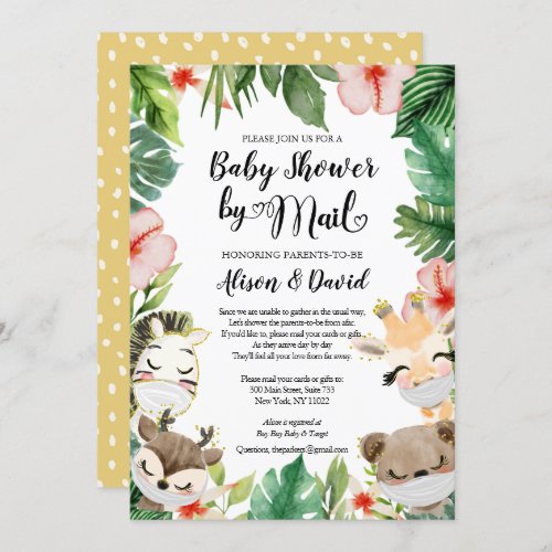 Safari Friends  GIRL Baby Shower By Mail Invitation
