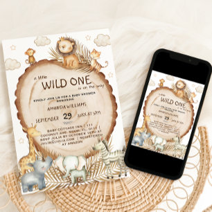 Safari Friends Rustic Boho Baby Shower Invitation