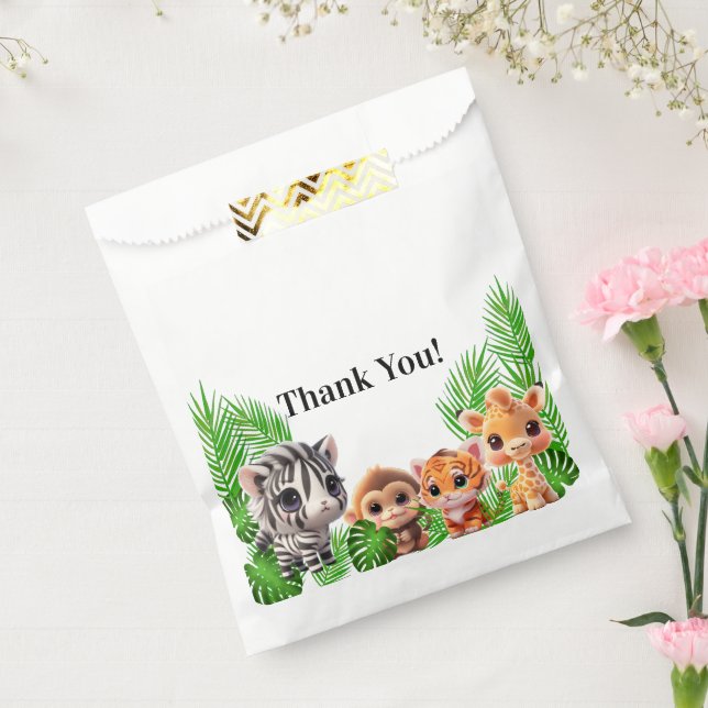 Safari friends tiger giraffe zebra monkey birthday favor bag (Sealed)