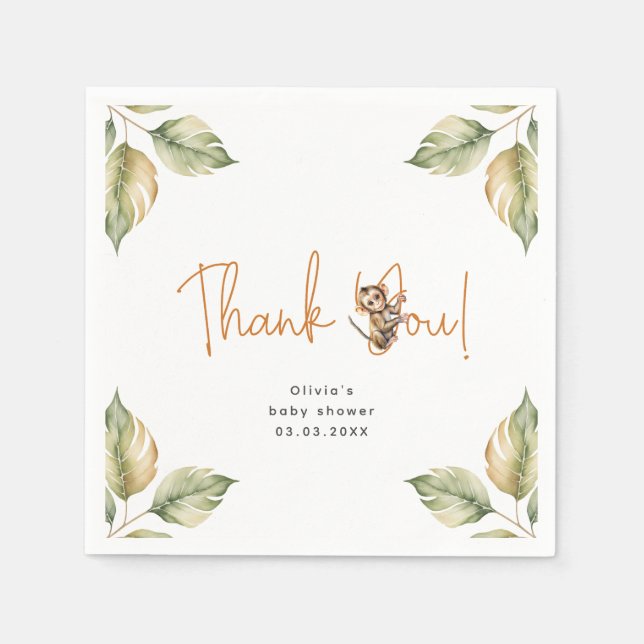 Safari Gender Neutral Baby Shower Napkins (Front)