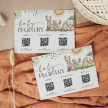 Safari Gender Neutral Baby Shower Registry Card