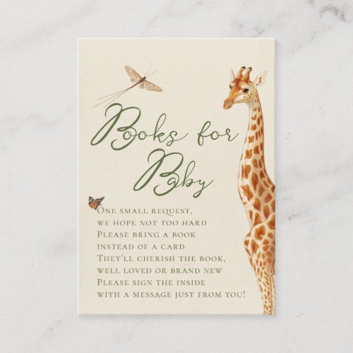 Safari Gender Neutral Giraffe Books for Baby  Enclosure Card