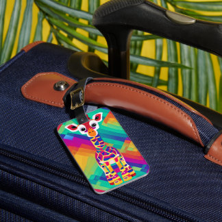 Safari Geometrical Colorful Baby Giraffe Luggage Tag