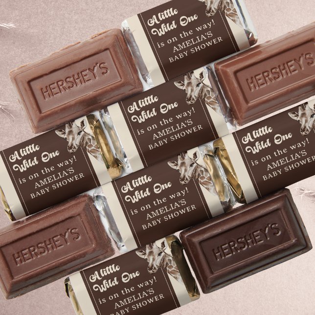 Safari Giraffe Baby Shower Beige Brown Hershey's Miniatures (Creator Uploaded)