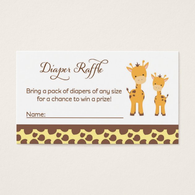 Safari Giraffe Baby Shower Diaper Raffle Tickets